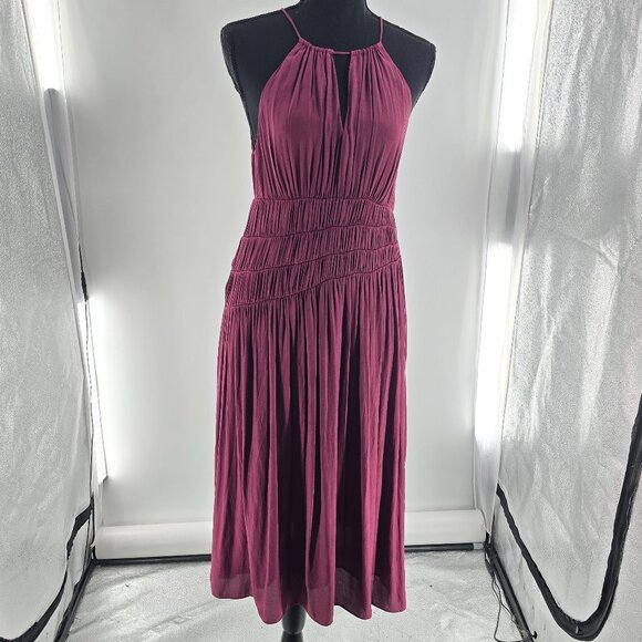 Anthropologie Moulinette Soeurs‎ Smocked Halter Midi Dress in Plum Size 2 - Picture 2 of 6